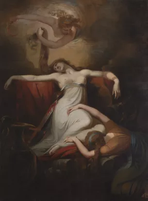 Johann Heinrich Füssli, La mort de Didon, 1781, huile sur toile, 244,3 x 183,4 cm, Yale Center for British Art, Paul Mellon Collection, New Haven, CC0 1.0